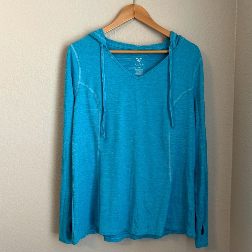 Livi Active Teal V-Neck Hoodie